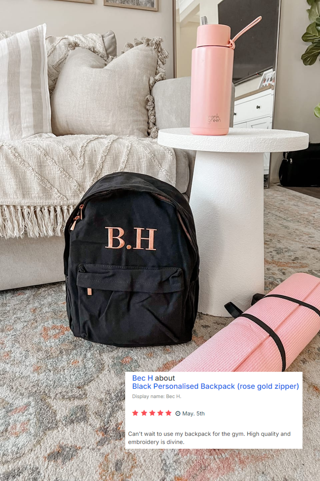 Black Personalised Embroidered Backpack The Label House Collection