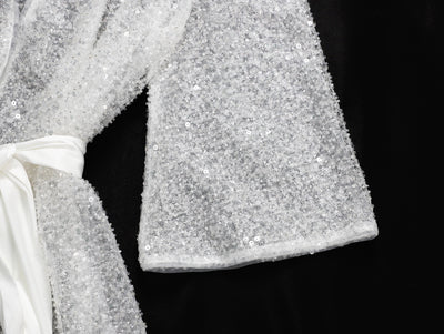 Tifany Sparkly Beaded Bridal Robe and Slip - Flared Sleeves