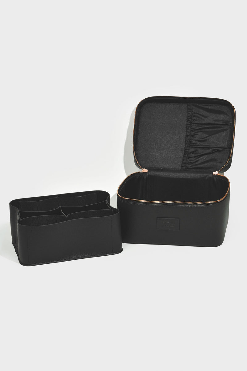 Personalised Black Leather Cosmetic Case