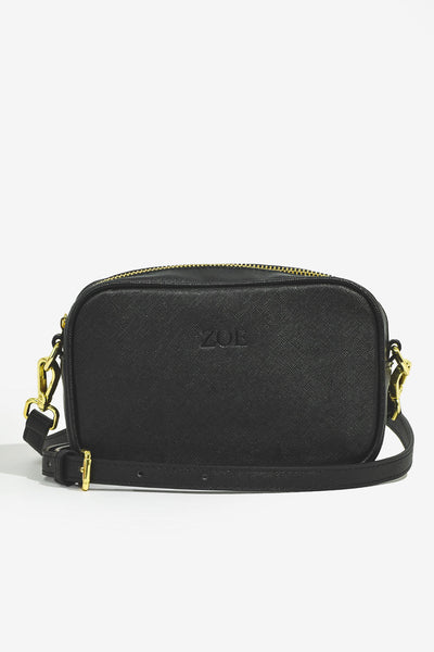 Black Personalised Leather Cross Body Bag