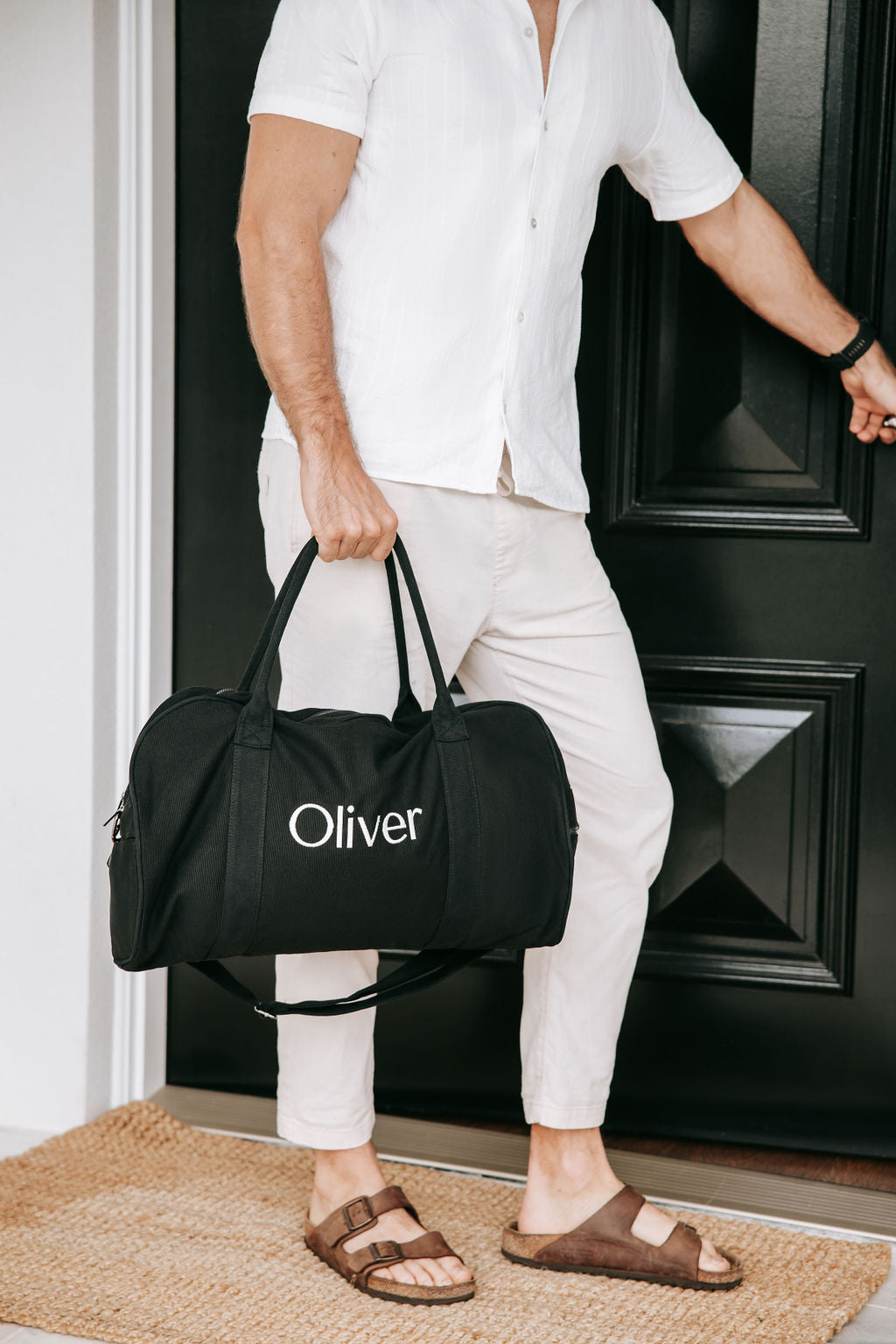 Black Personalised Duffle Bag (Gunmetal Zipper)