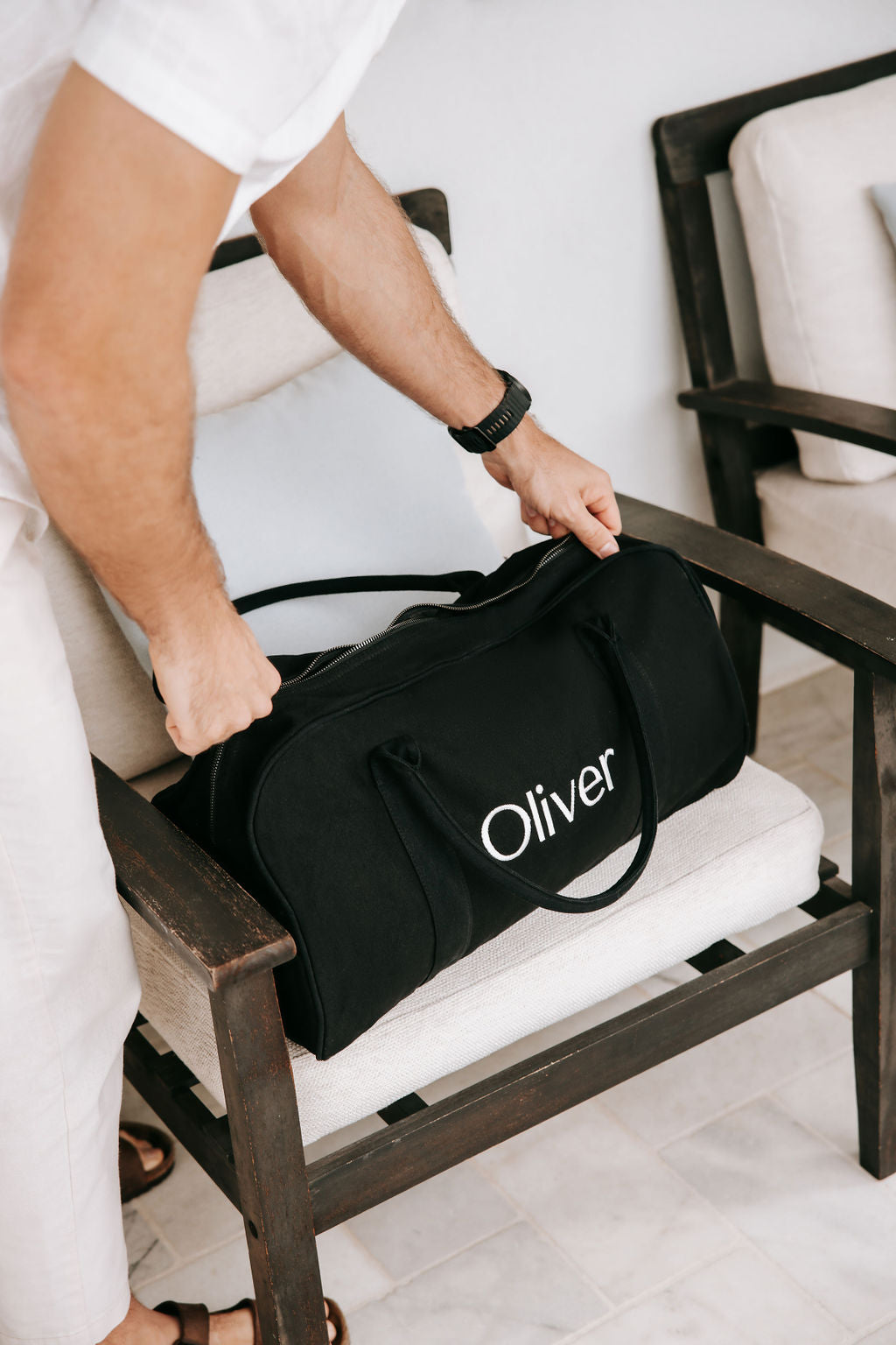 Black Personalised Duffle Bag (Gunmetal Zipper)