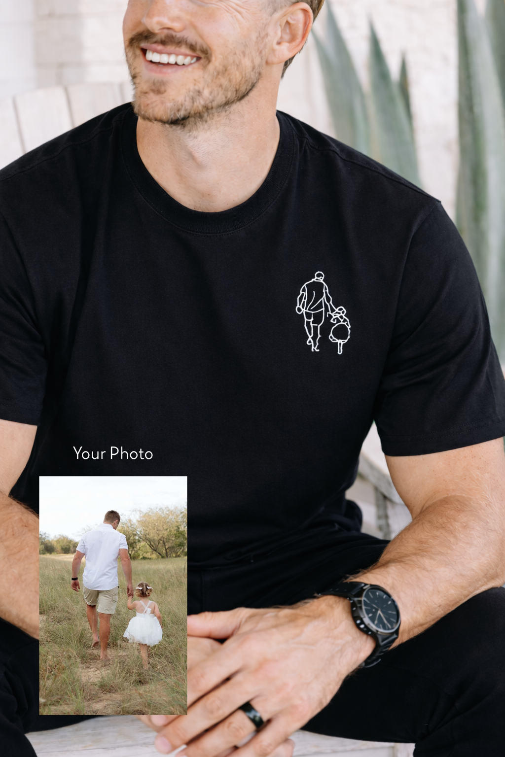 Line Drawing Personalised Tee - Black