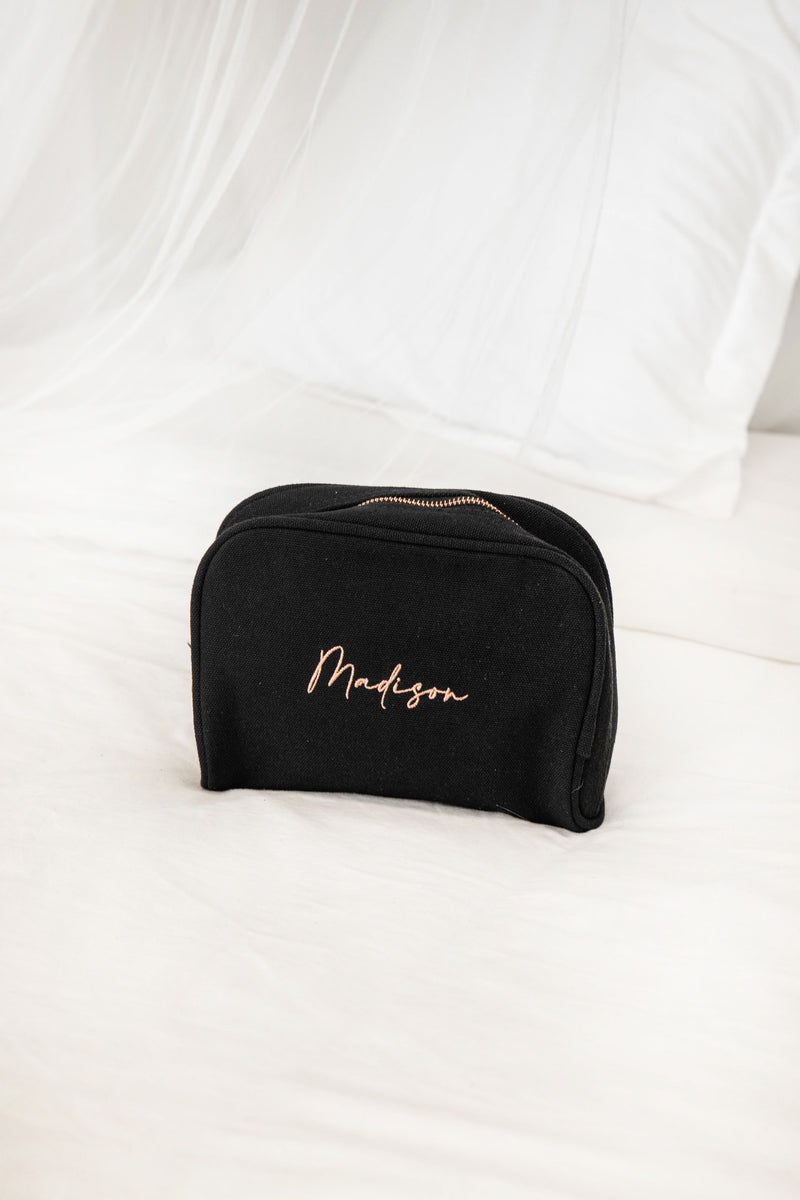 SECONDS STOCK Black Personalised Make Up Bag