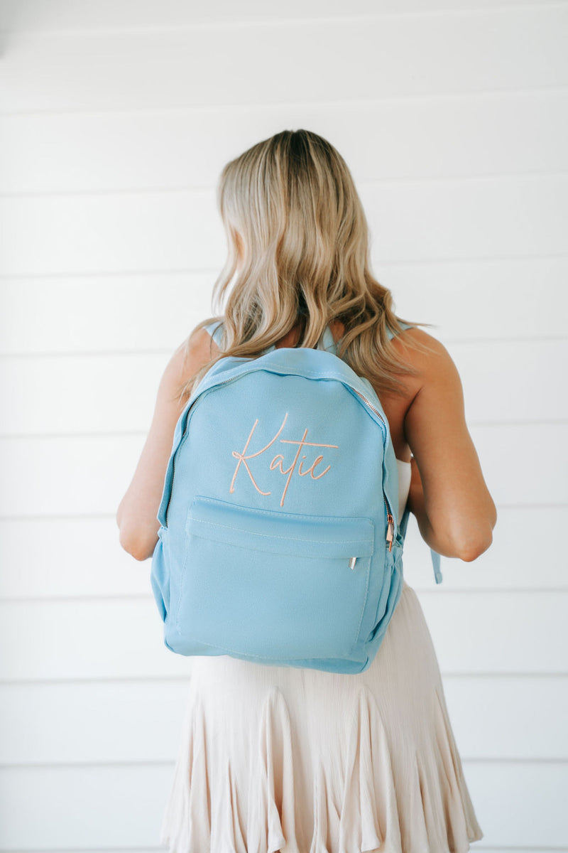 Dusty Blue Personalised Backpack Set