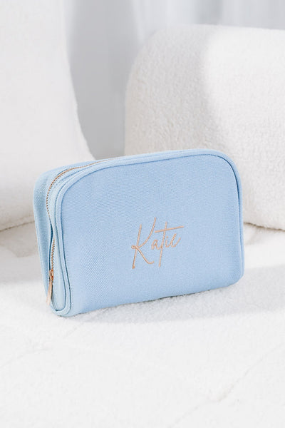 Dusty Blue Personalised Make Up Bag