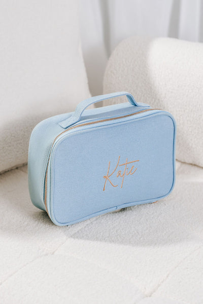 Dusty Blue Personalised Vanity Bag