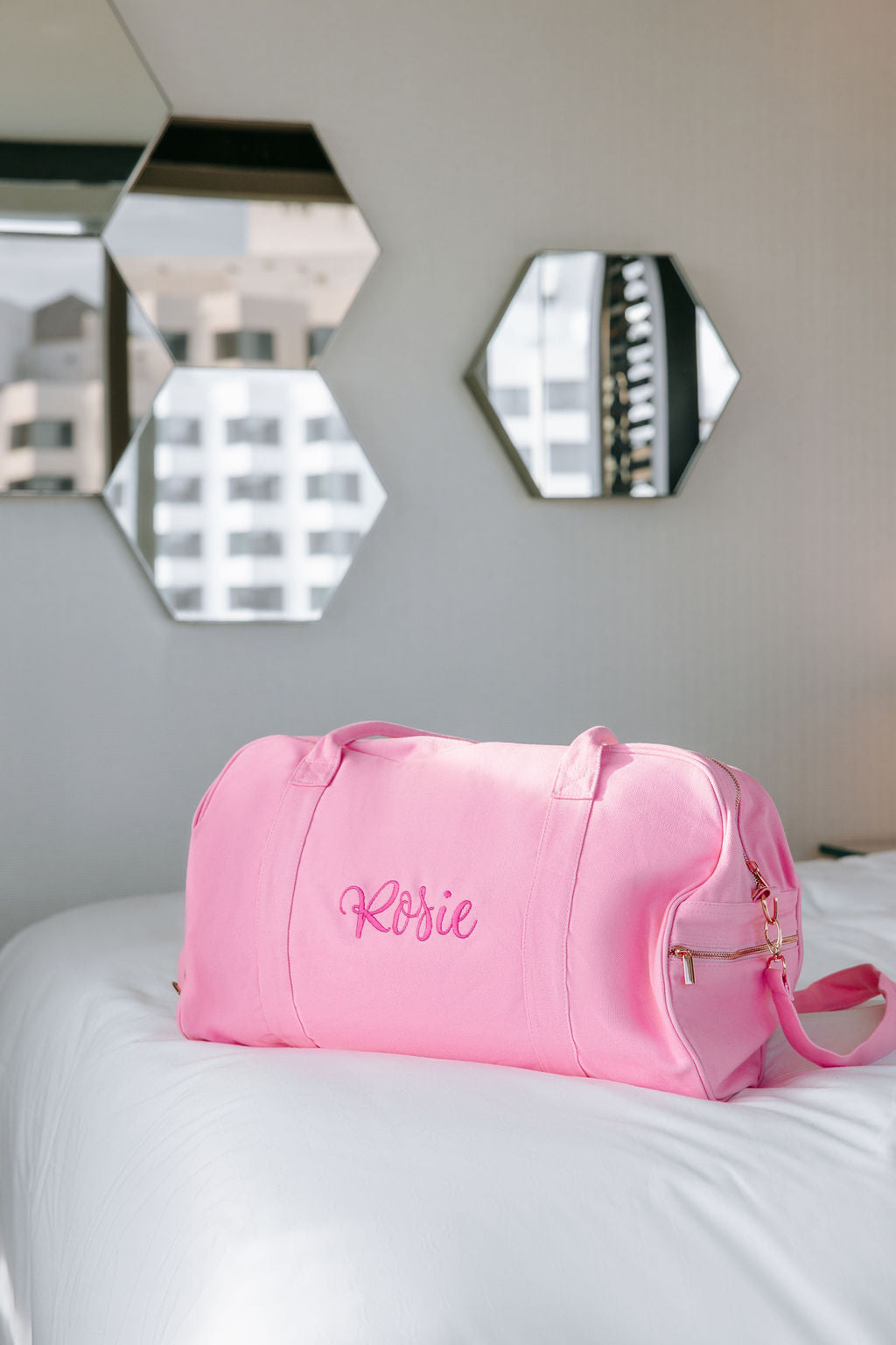 Fairy Floss Pink Personalised Duffle Bag