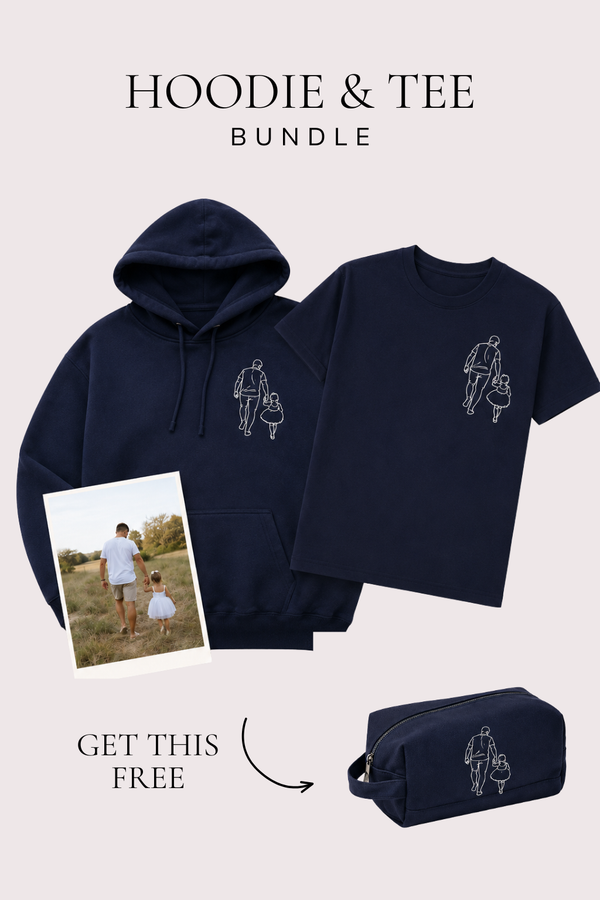 Hoodie & Tee Line Drawing Bundle - Navy