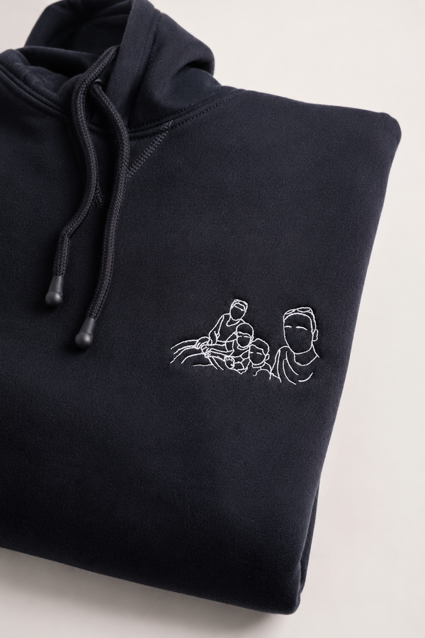 Line Drawing Personalised Hoodie - Black