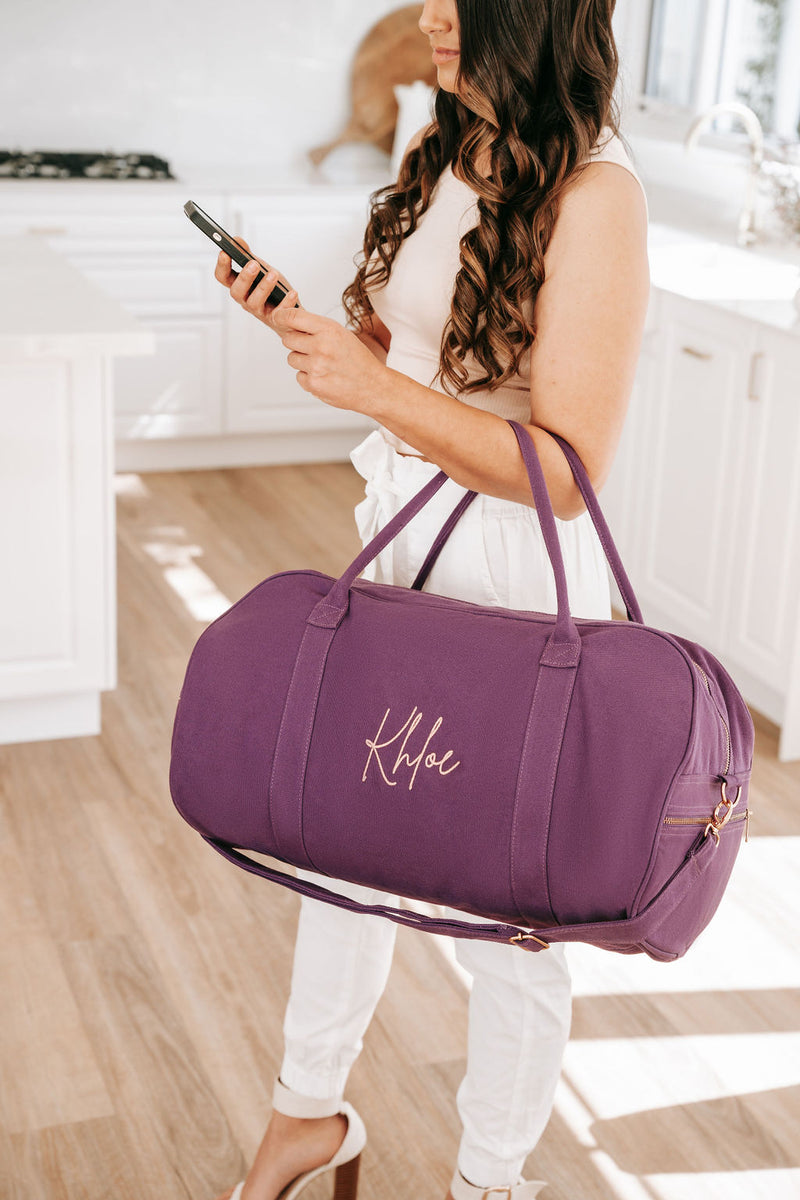 Dark Purple Personalised Duffle Bag