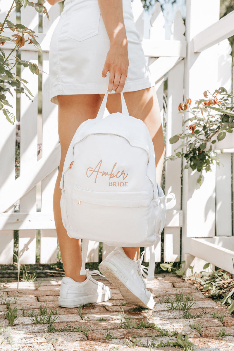 White Personalised Backpack