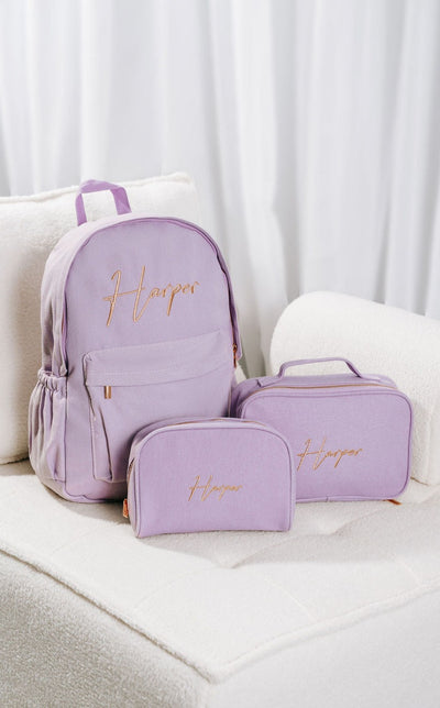 Lavender Personalised Backpack Set