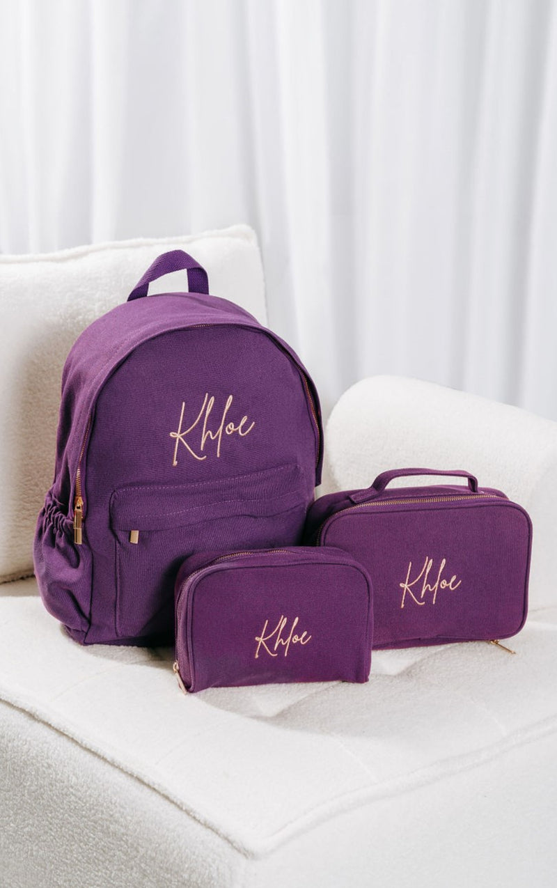 Dark Purple Personalised Backpack Set