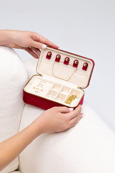 Large Personalised Velvet Jewellery Box - Magenta