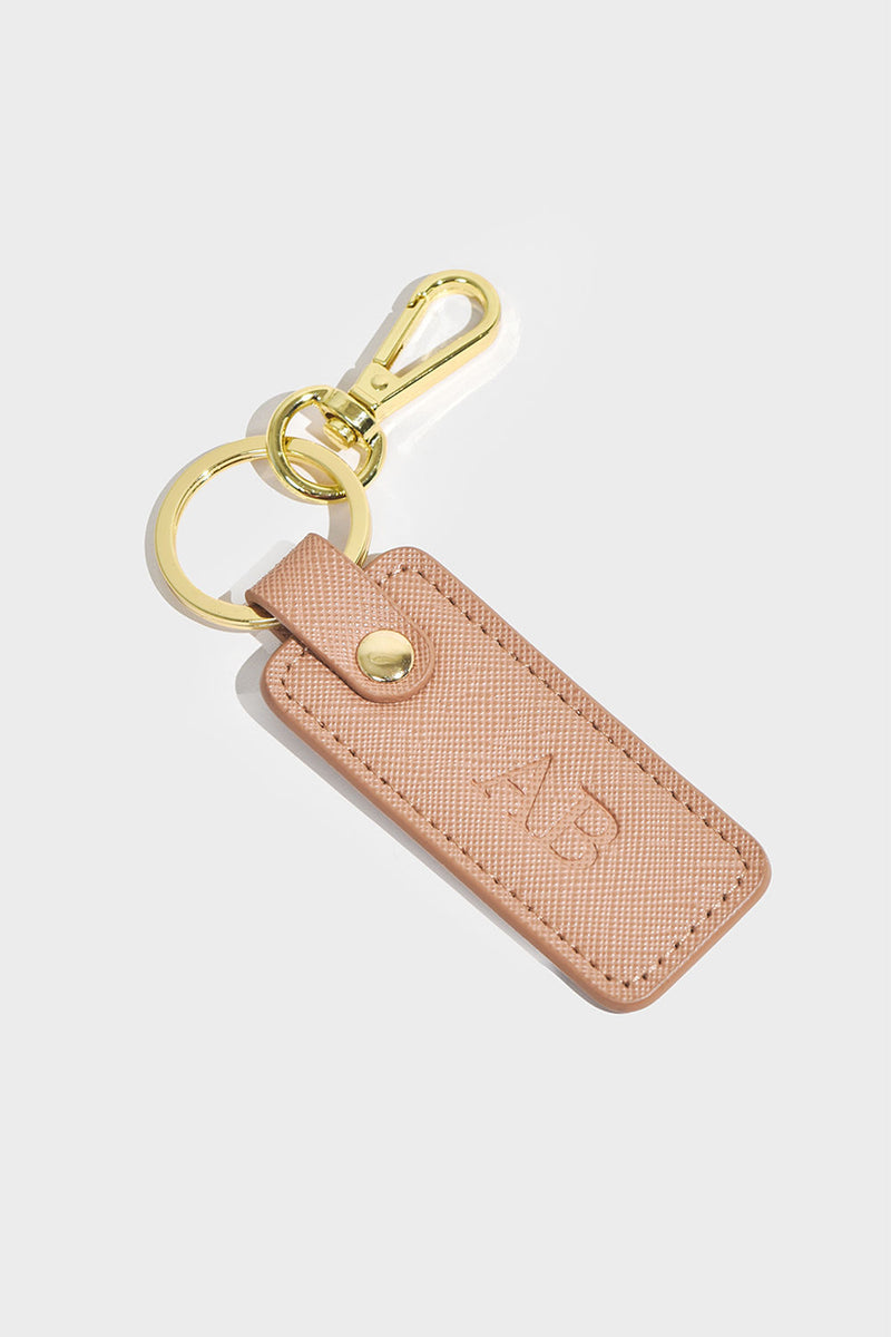 Latte Personalised Leather Keyring