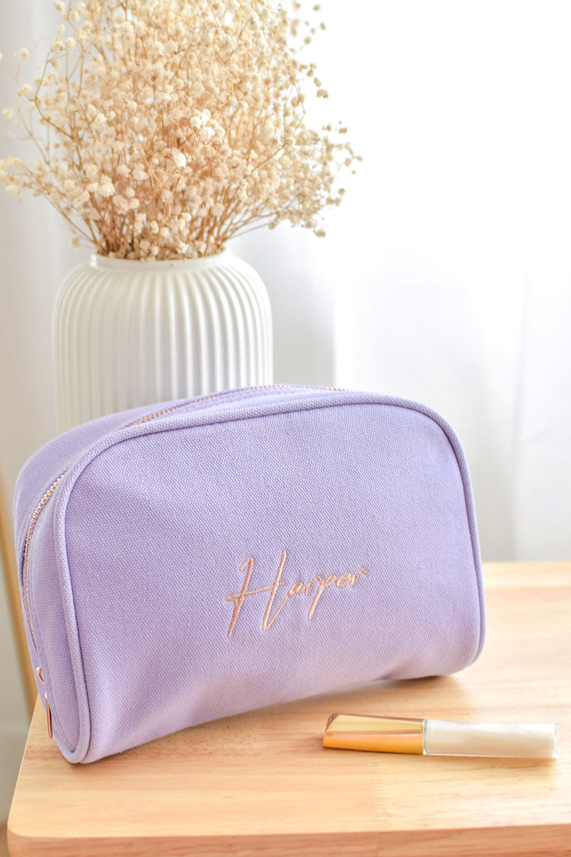 SECONDS STOCK Lavender Personalised Make Up Bag