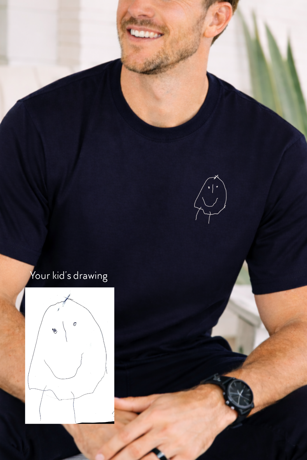 Kids Drawing Personalised Tee - Navy