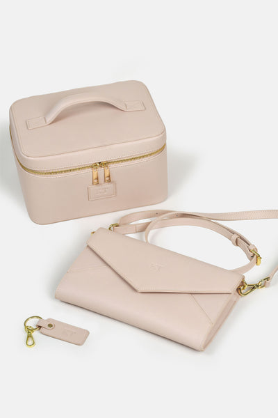 Bundle - Envelope Handbag, Cosmetic Case, Keyring - Nude