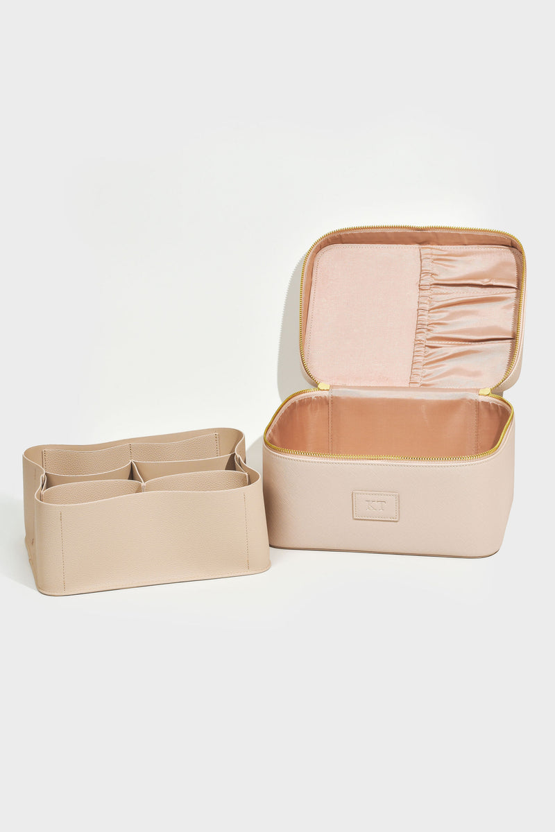 Personalised Nude Leather Cosmetic Case