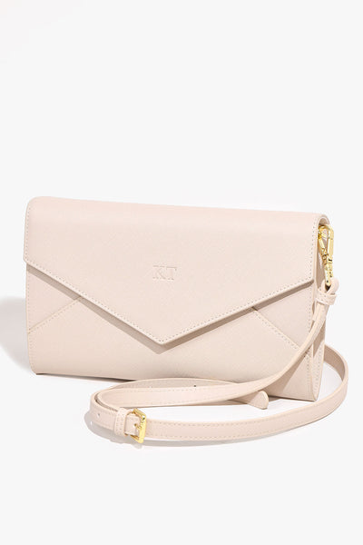 Personalised Leather Envelope Clutch Bag - Cloud