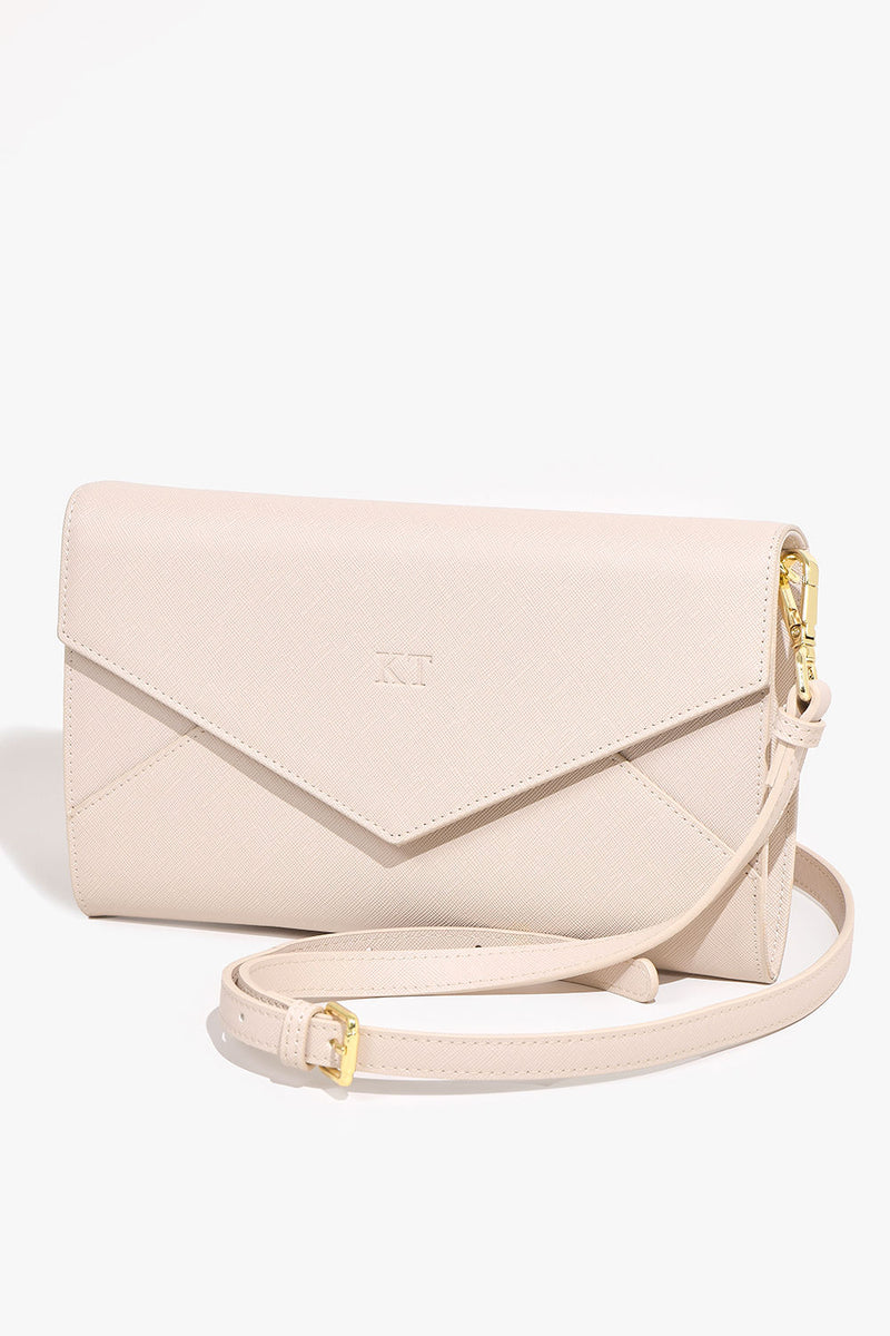 Personalised Leather Envelope Clutch Bag - Cloud