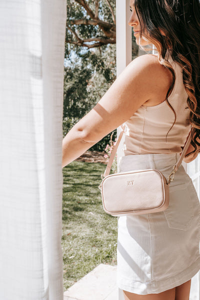 Personalised Leather Cross Body Bag - Cloud