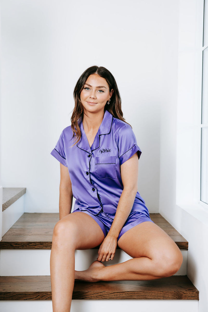 Luxury Satin Personalised PJ Set - Amethyst