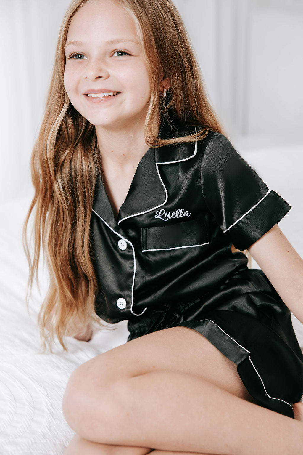 KID'S Unisex Luxury Embroidered Pyjama Set - Black