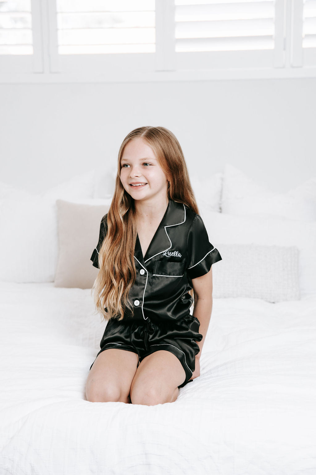 KID'S Unisex Luxury Embroidered Pyjama Set - Black