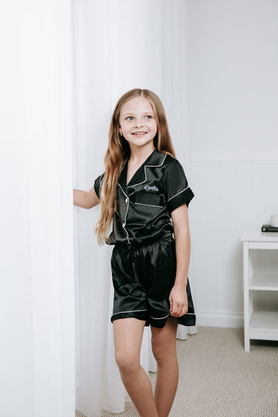 KID'S Unisex Luxury Embroidered Pyjama Set - Black