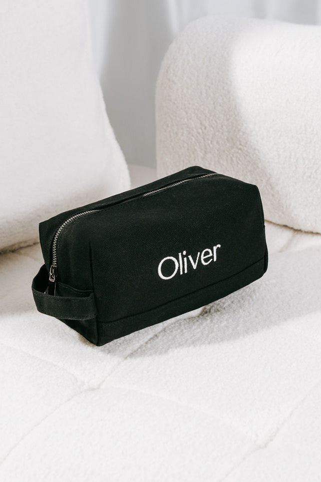 Black Personalised Toiletry Bag