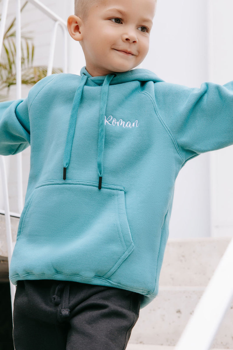 Kids Personalised Hoodie - Deep Sage