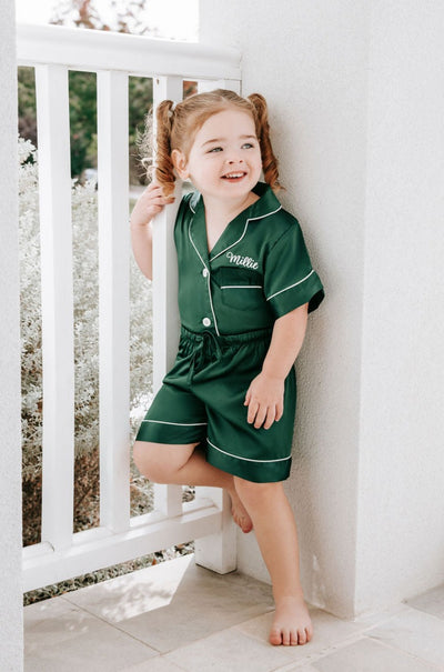 Baby Luxury Embroidered Pyjama Set - Evergreen