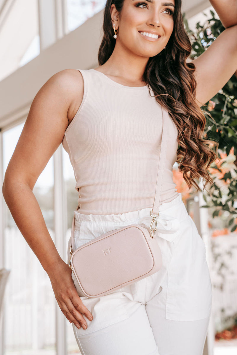 Nude Personalised Leather Cross Body Bag