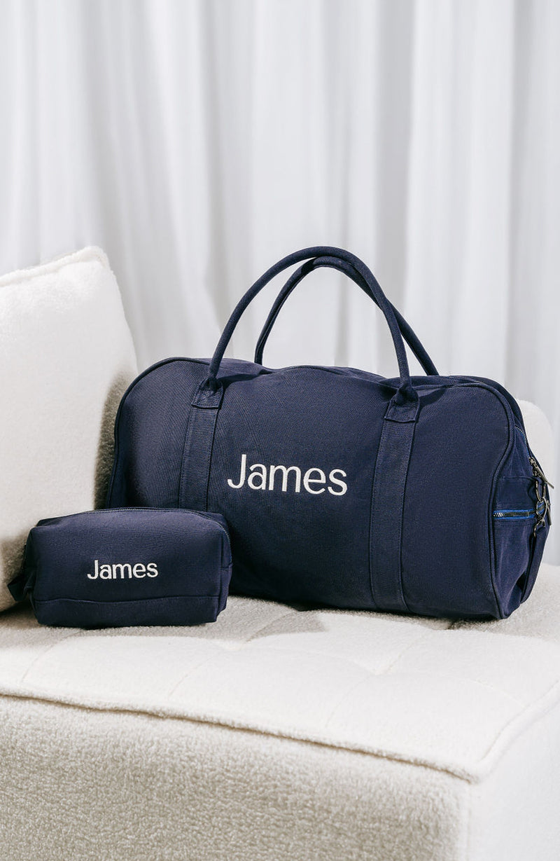 Navy Personalised Bag Set (Gunmetal Zipper)