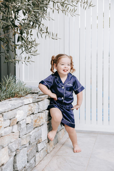 BABY Luxury Embroidered Pyjama Set - Navy