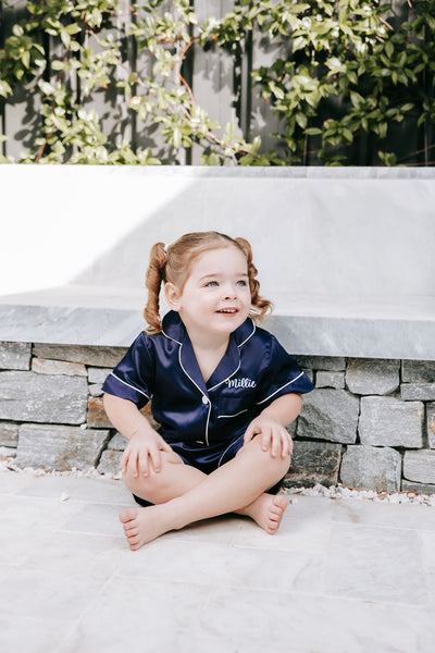 BABY Luxury Embroidered Pyjama Set - Navy