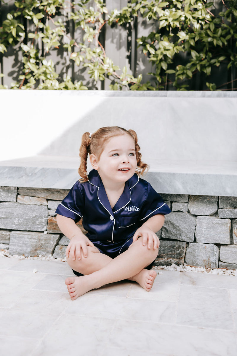 BABY Luxury Embroidered Pyjama Set - Navy