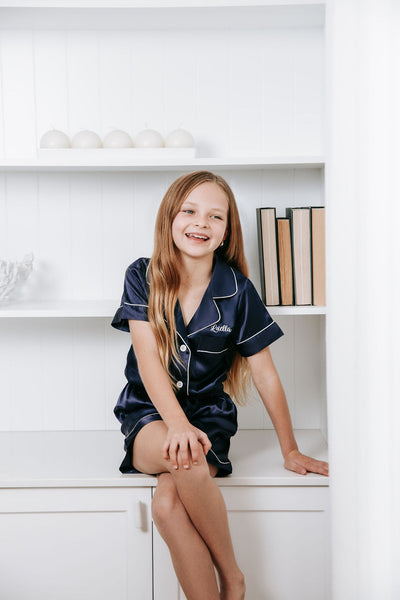 KID'S Unisex Luxury Embroidered Pyjama Set - Navy