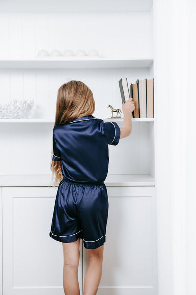 KID'S Unisex Luxury Embroidered Pyjama Set - Navy