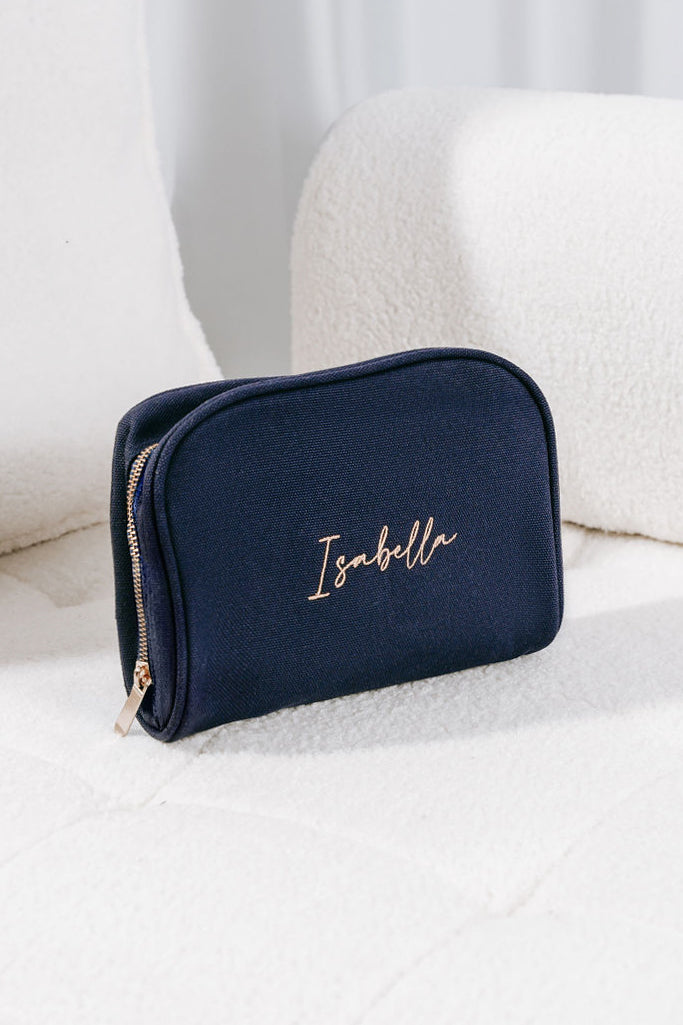 Navy Personalised Make Up Bag