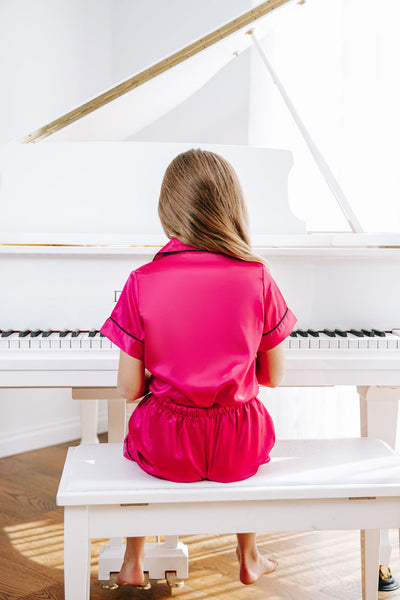 KID'S Luxury Embroidered Pyjama Set - Raspberry