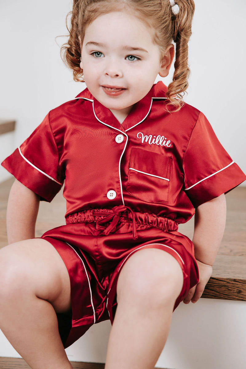 BABY Luxury Embroidered Pyjama Set - Red