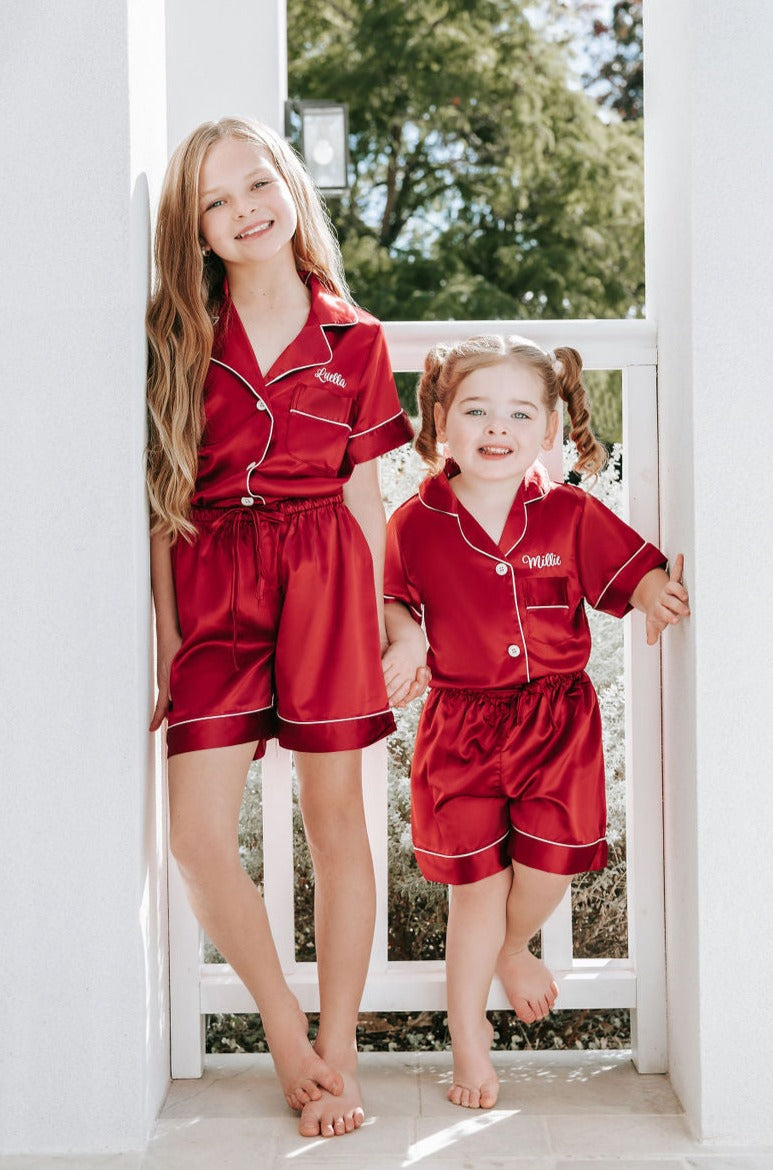 BABY Luxury Embroidered Pyjama Set - Red