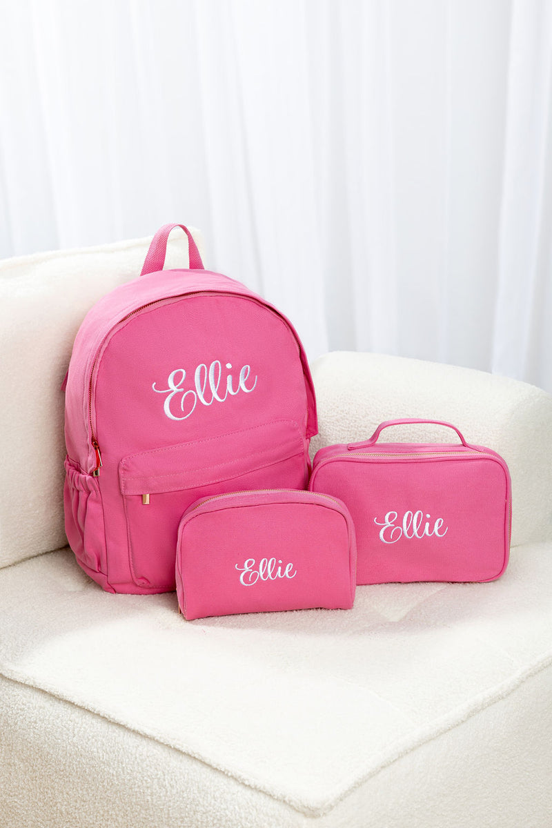 Strawberry Pink Personalised Backpack Set