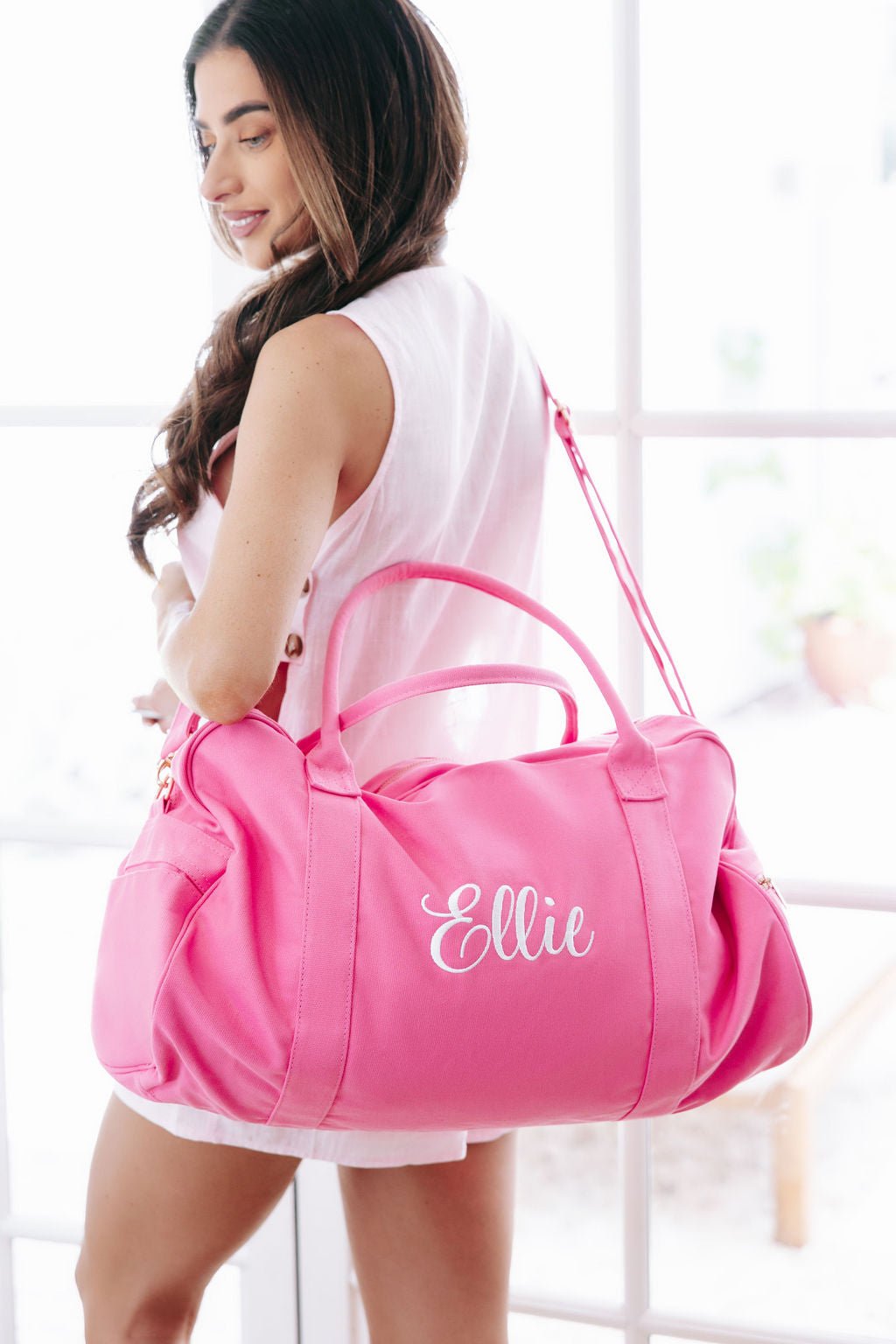 Strawberry Pink Personalised Duffle Bag
