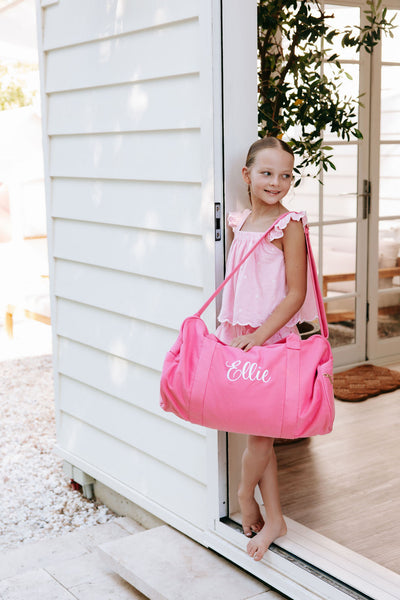Strawberry Pink Personalised Duffle Bag