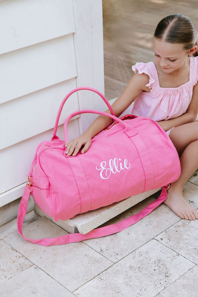 Strawberry Pink Personalised Duffle Bag