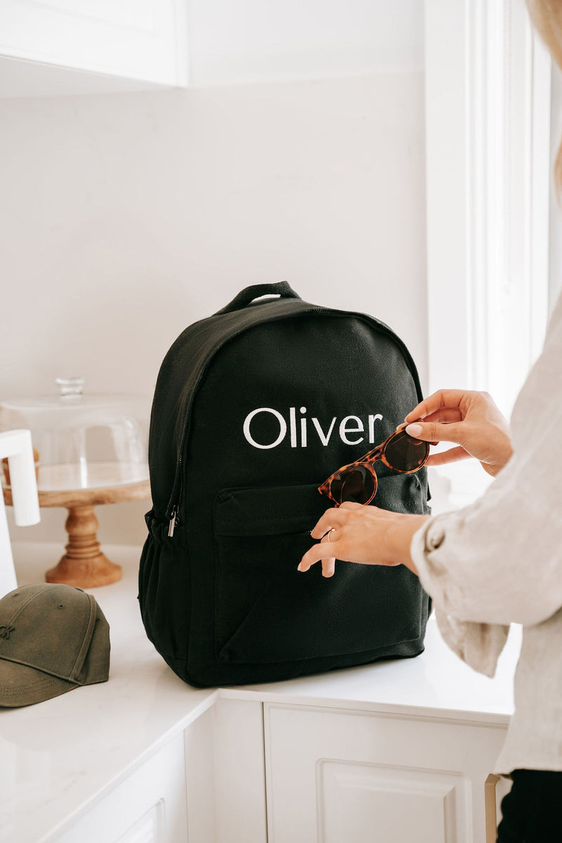 Black Personalised Backpack (Gunmetal Zipper)